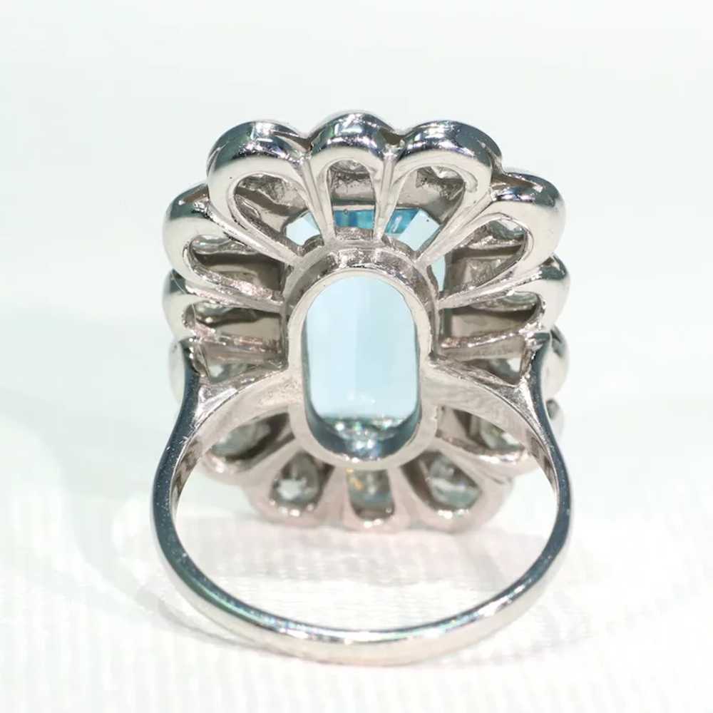 Vintage Art Deco Aquamarine Diamond Cluster Ring … - image 3