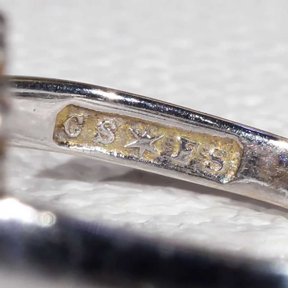 Edwardian Sapphire Diamond Ring Navette Cluster - image 10