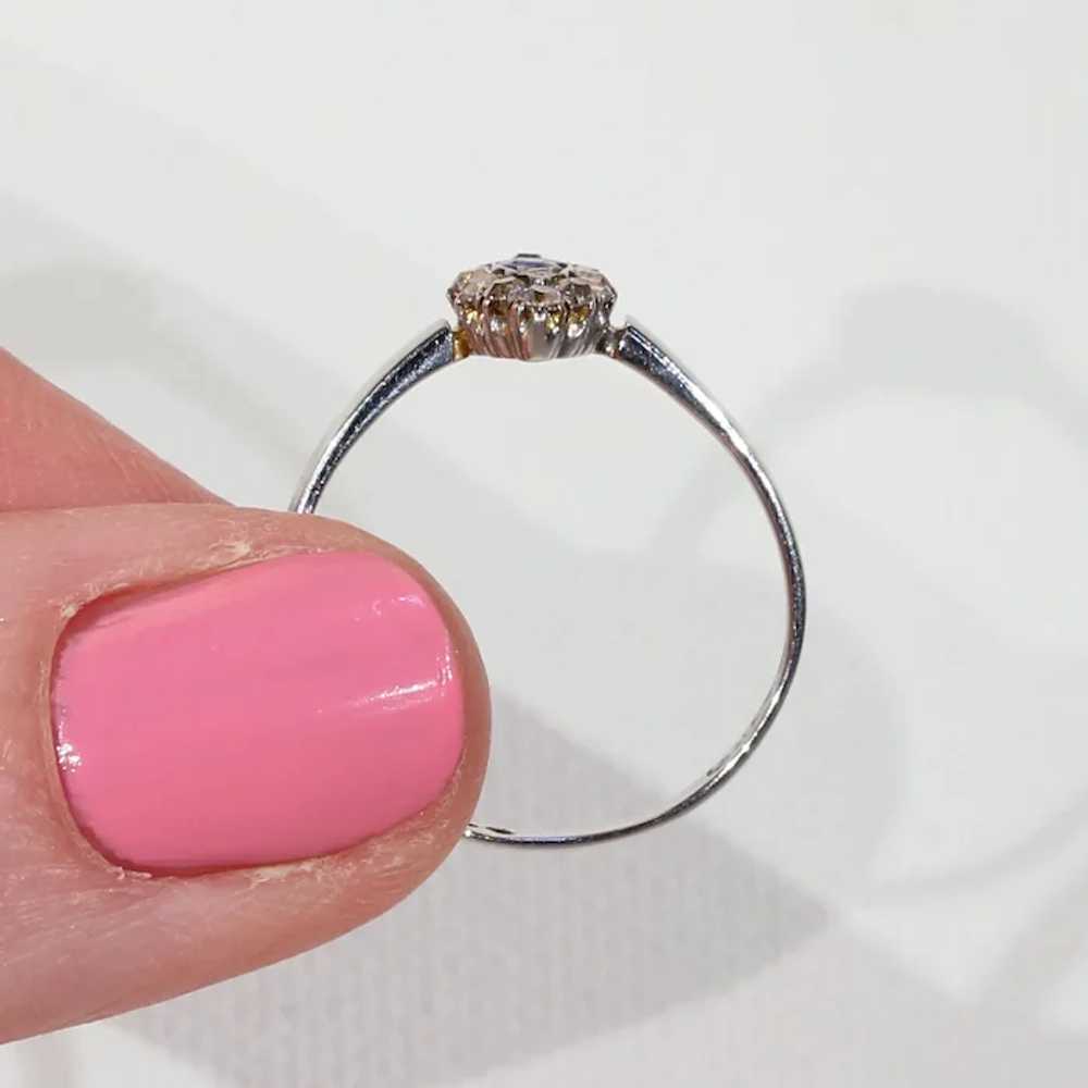 Edwardian Sapphire Diamond Ring Navette Cluster - image 6