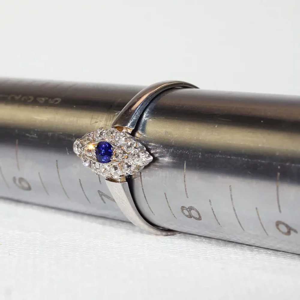 Edwardian Sapphire Diamond Ring Navette Cluster - image 9