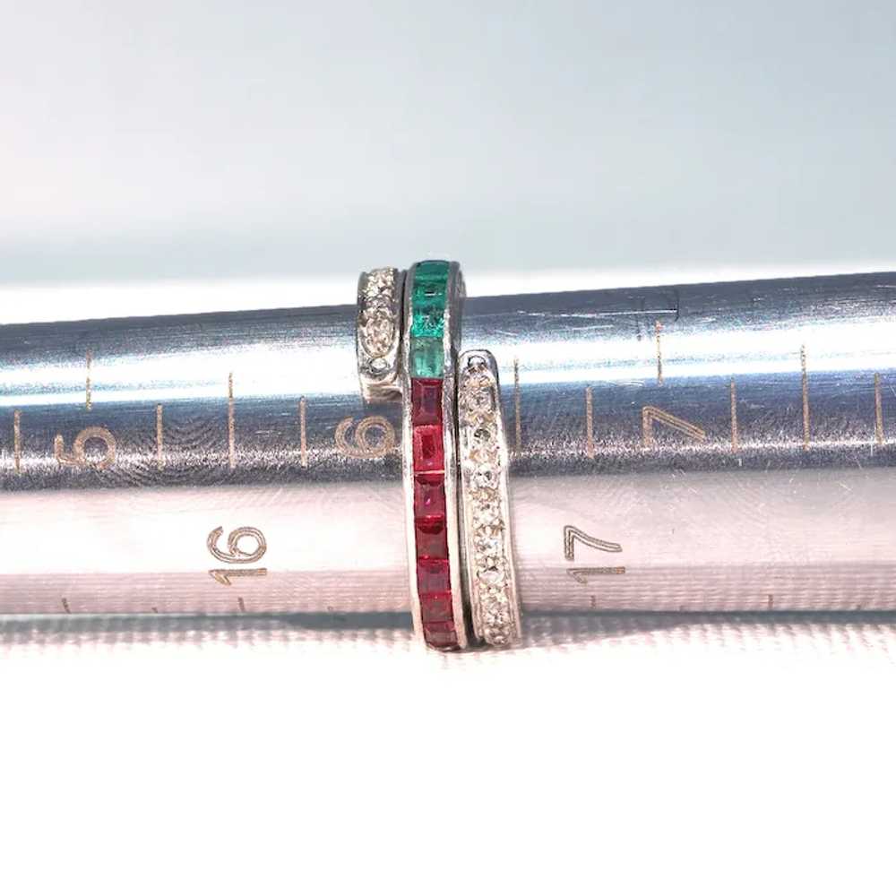 Antique Art Deco Platinum Diamond Ruby Emerald Fl… - image 11