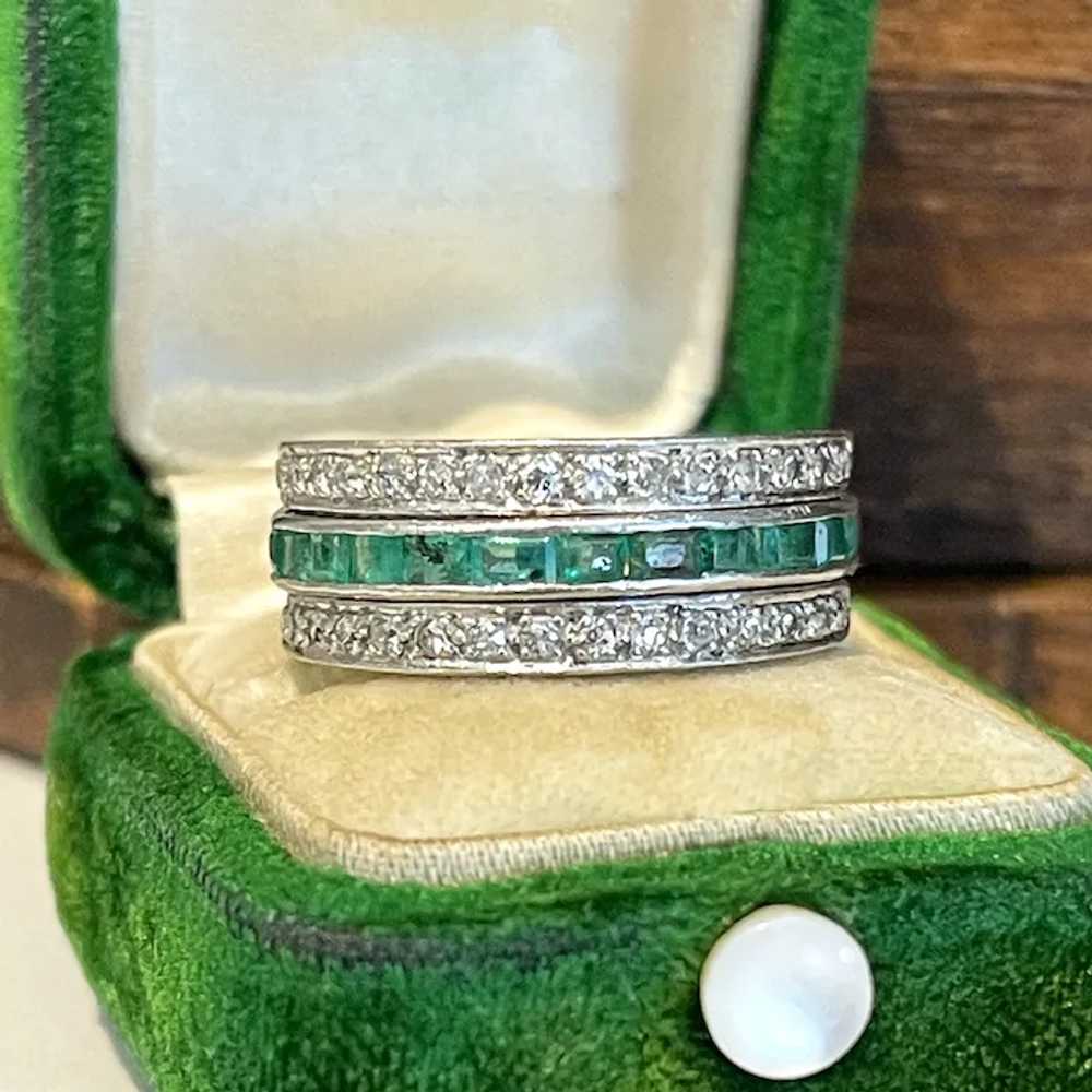 Antique Art Deco Platinum Diamond Ruby Emerald Fl… - image 4