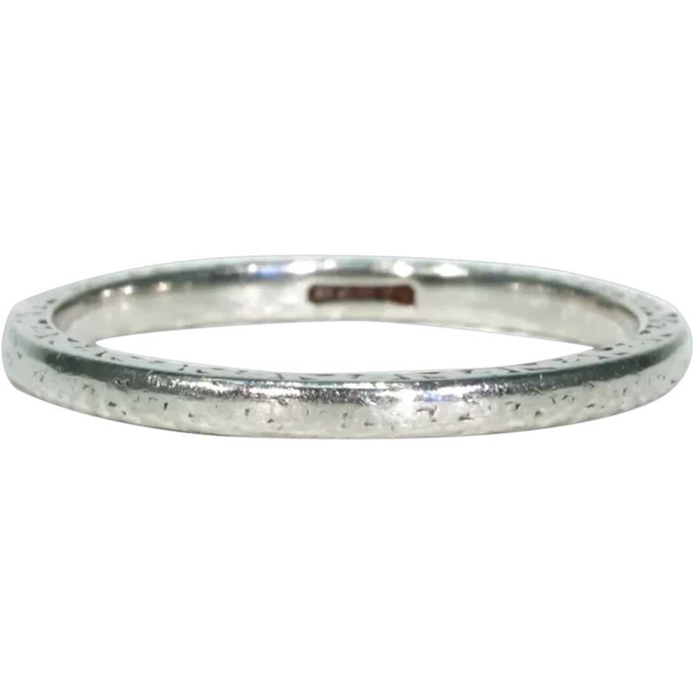 Antique Art Deco Platinum Wedding Band Ring - image 1