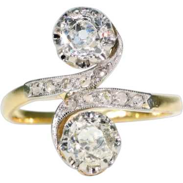 Belle Époque Diamond Bypass Ring 18k Platinum 1ct… - image 1