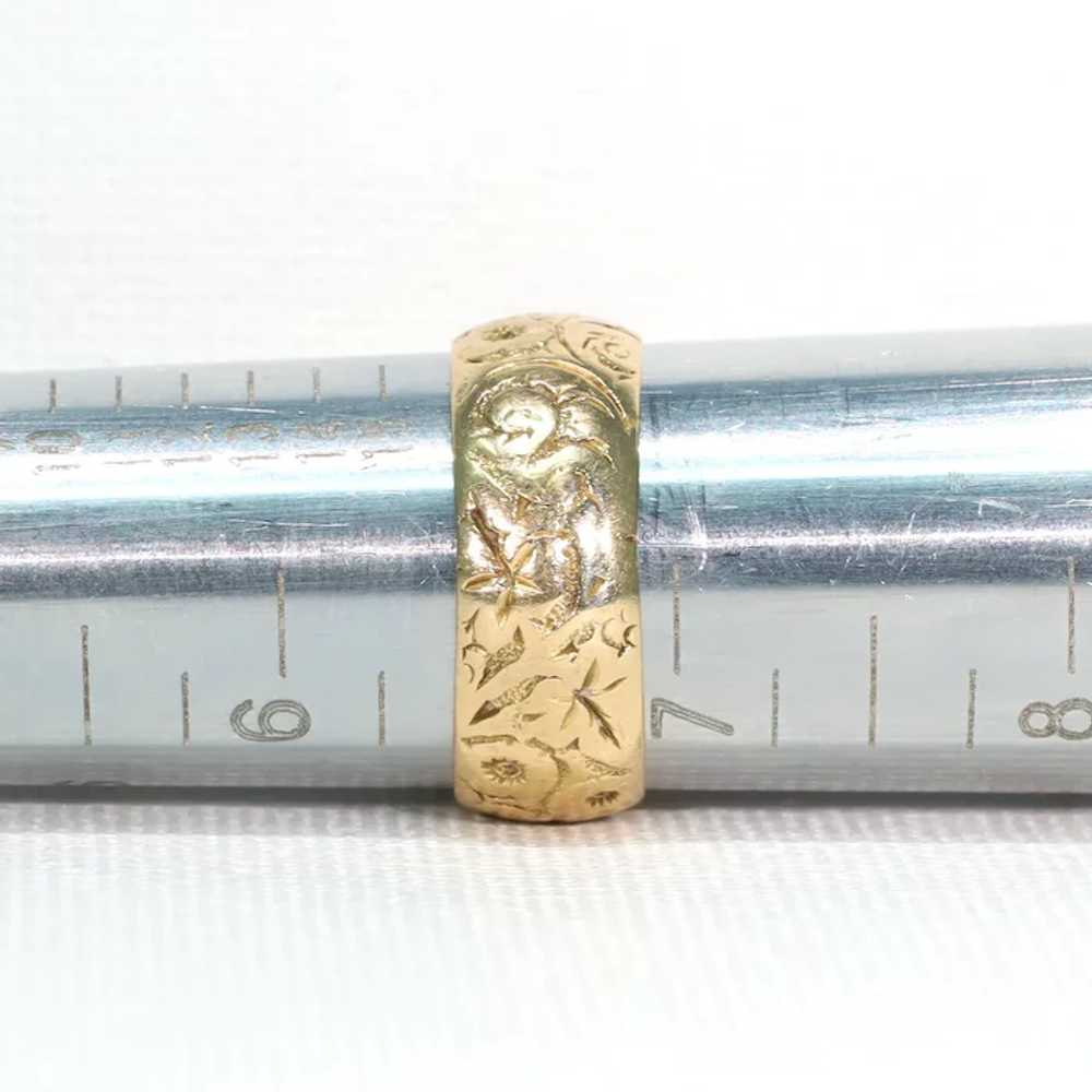 Antique Engraved 18k Gold Wedding Band Ring Hallm… - image 11