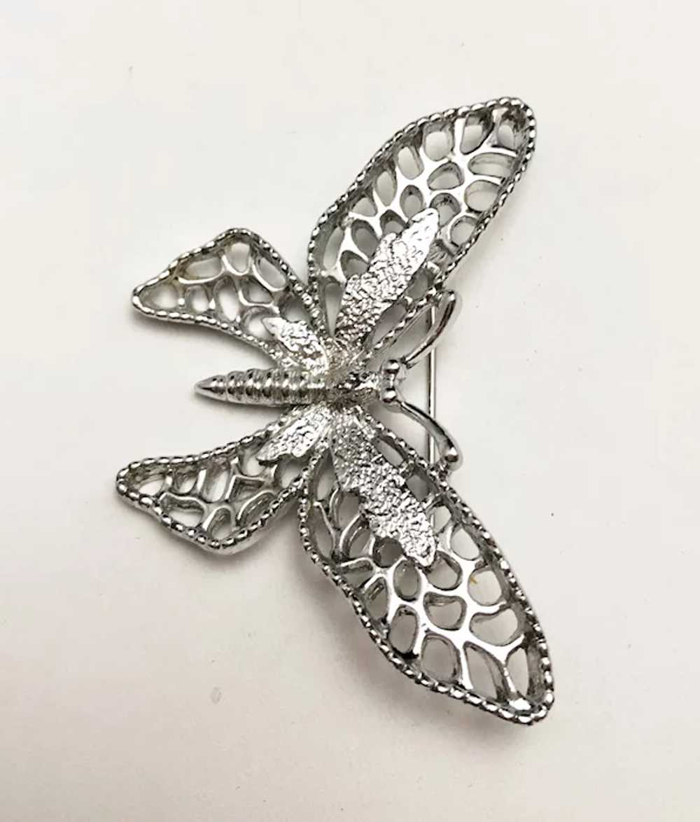 SARAH COVENTRY  signed Butterfly Silvertone Brooch - image 4