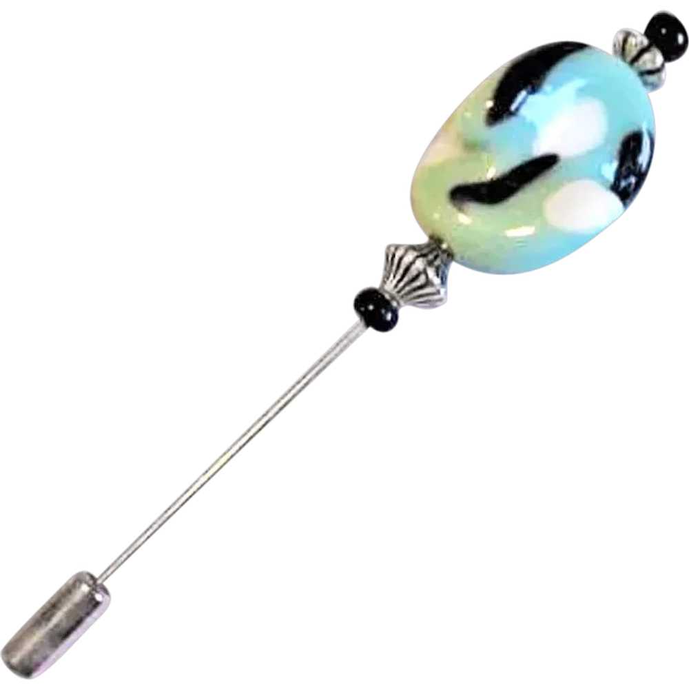 STRIKING Art Deco Venetian Glass Stick Pin, RARE … - image 1