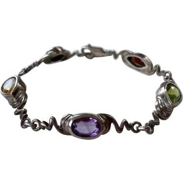 REDUCED Artist Made Sterling Gemstone Bracelet