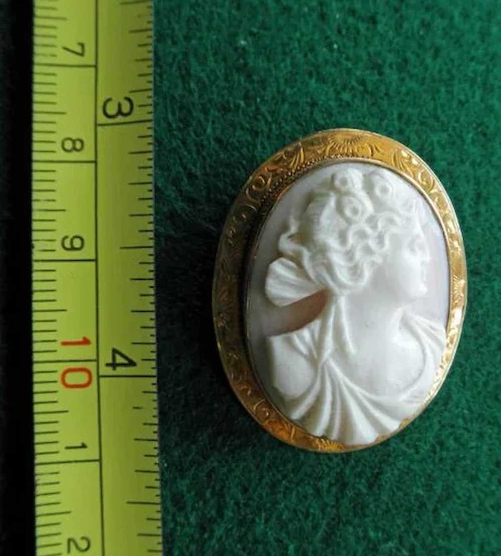 Angelskin Coral Cameo Brooch 9K YG - image 4