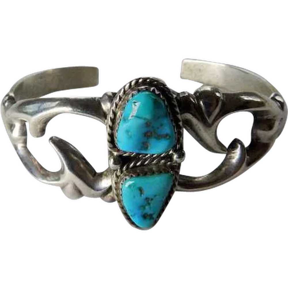 Nellie Tso Navajo Sterling Sand Cast Bracelet Wit… - image 1