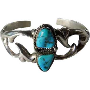 Nellie Tso Navajo Sterling Sand Cast Bracelet Wit… - image 1