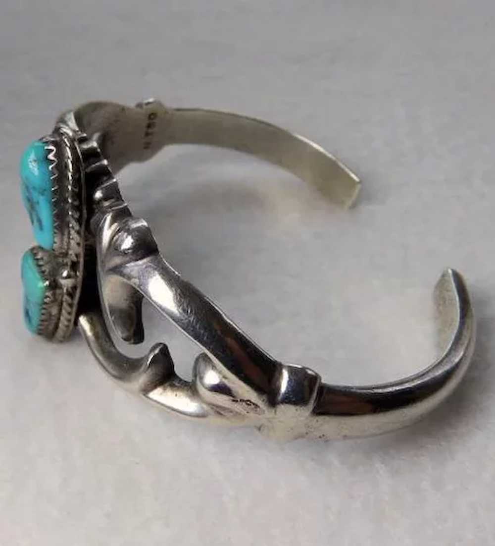 Nellie Tso Navajo Sterling Sand Cast Bracelet Wit… - image 5