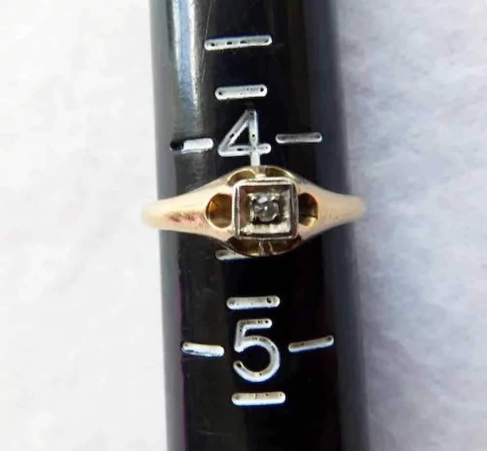 Hallmarked 14K & Diamond Child's or Pinky Ring Si… - image 2