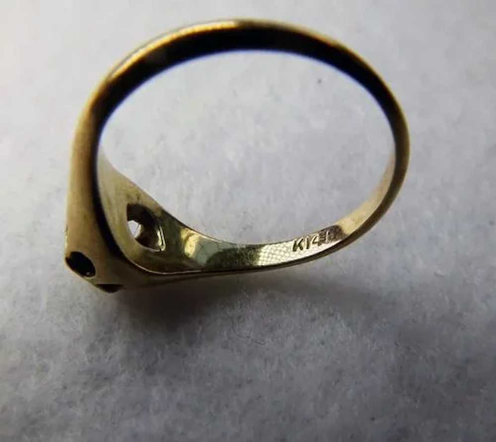 Hallmarked 14K & Diamond Child's or Pinky Ring Si… - image 4