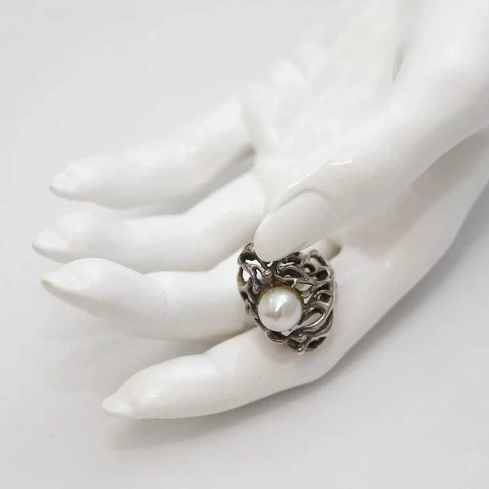 Sterling Silver & Genuine White Pearl Artisan Mad… - image 7