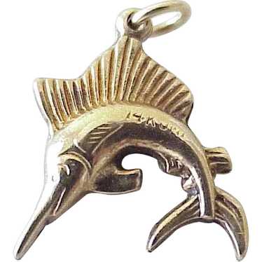 Vintage Nautical Sailfish Charm 14K Gold Three Dim