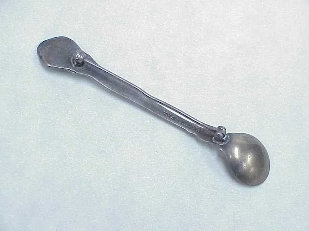 Vintage Sterling Silver Salt Spoon / Brooch by Go… - image 2