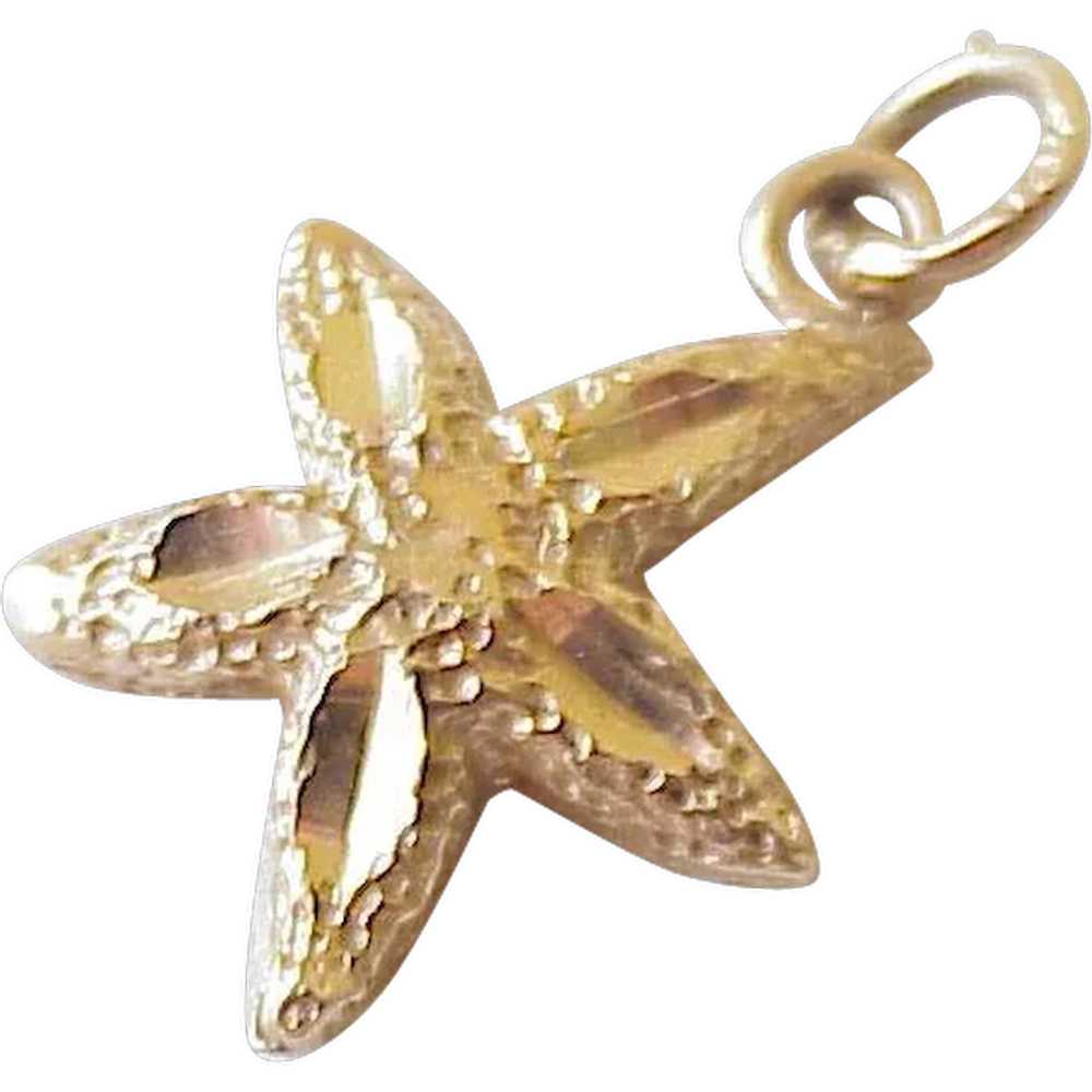 Starfish Nautical Charm 14K Gold, Three Dimension… - image 1
