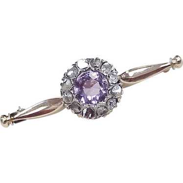 Victorian Pin / Brooch Rose Cut Diamond &amp; Ame… - image 1
