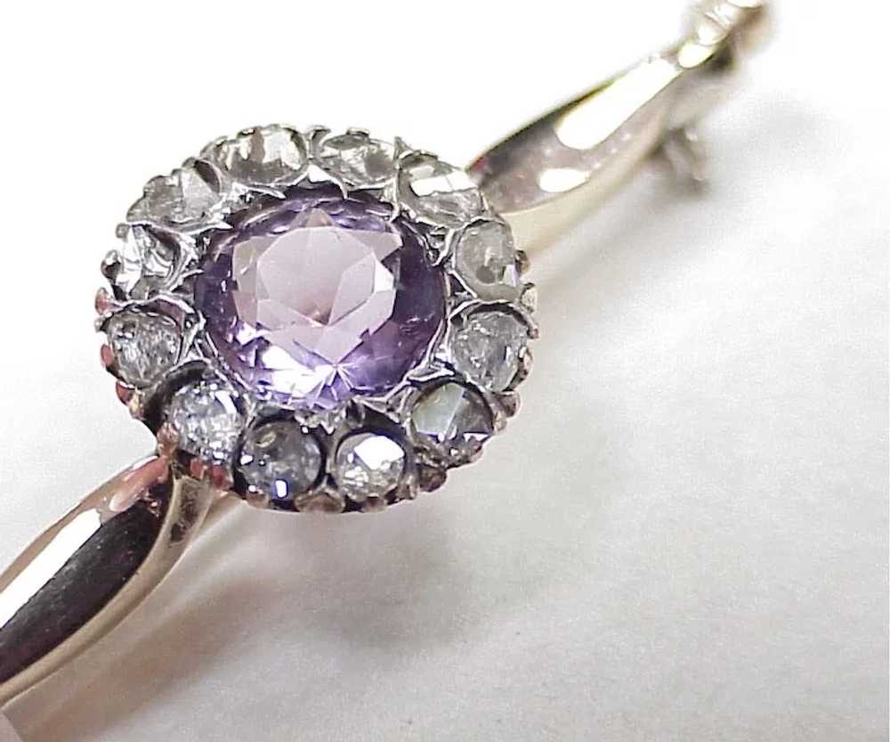 Victorian Pin / Brooch Rose Cut Diamond &amp; Ame… - image 2