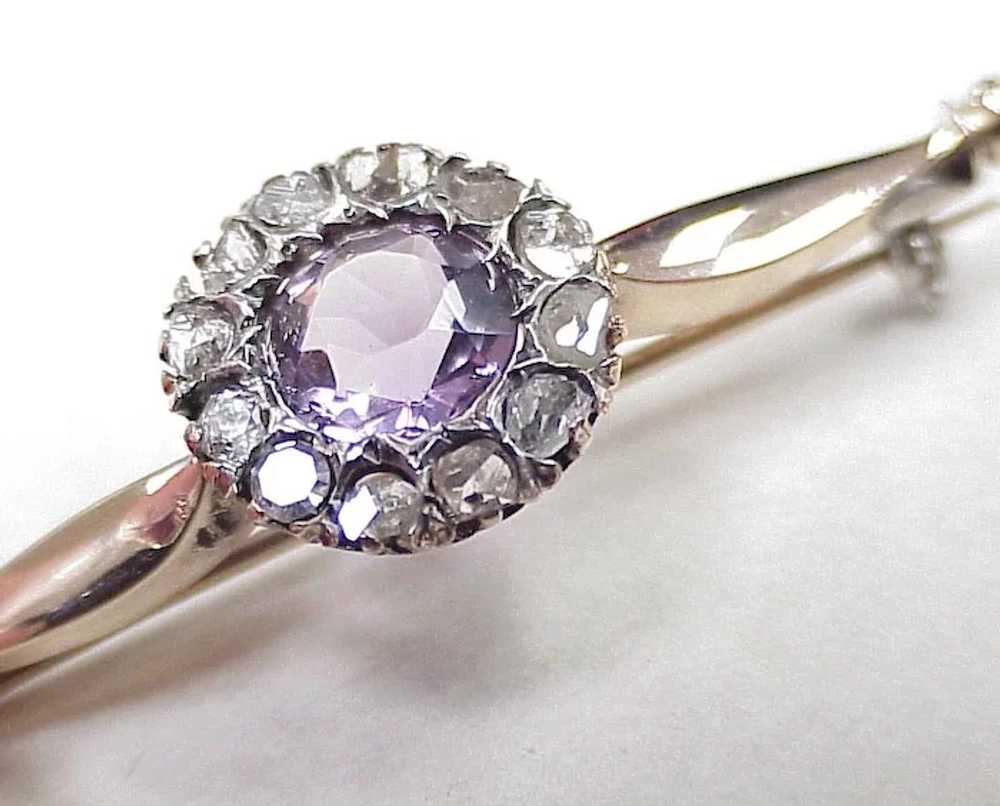 Victorian Pin / Brooch Rose Cut Diamond &amp; Ame… - image 3