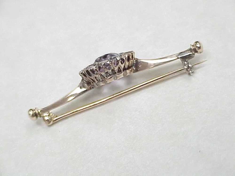 Victorian Pin / Brooch Rose Cut Diamond &amp; Ame… - image 4