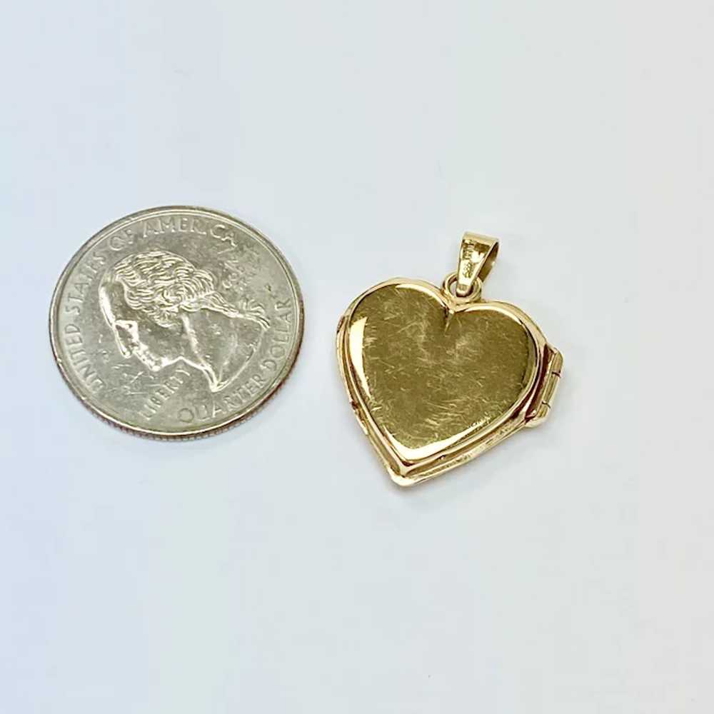 Heart Locket Pendant / Charm 14K Gold Floral Engr… - image 4