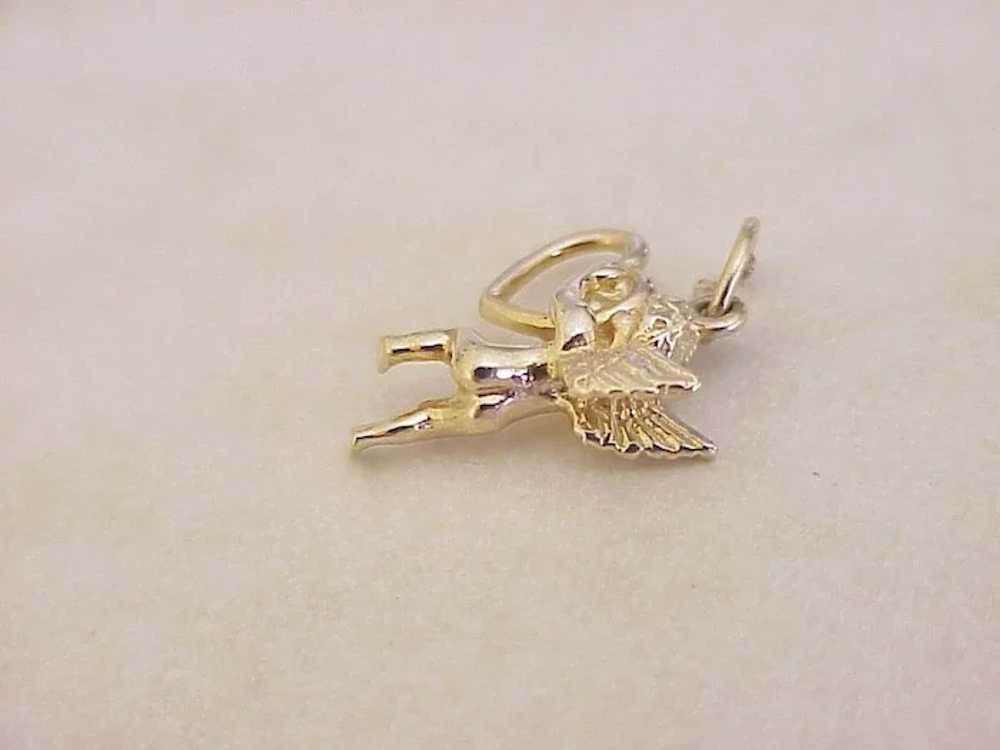 Cherub Angel With Heart Estate Charm 14K Gold Thr… - image 3