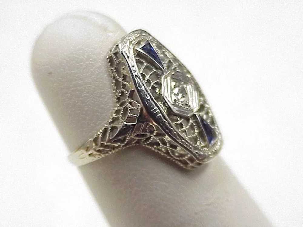 Vintage Art Deco Ring circa 1920-30's 18k White G… - image 4