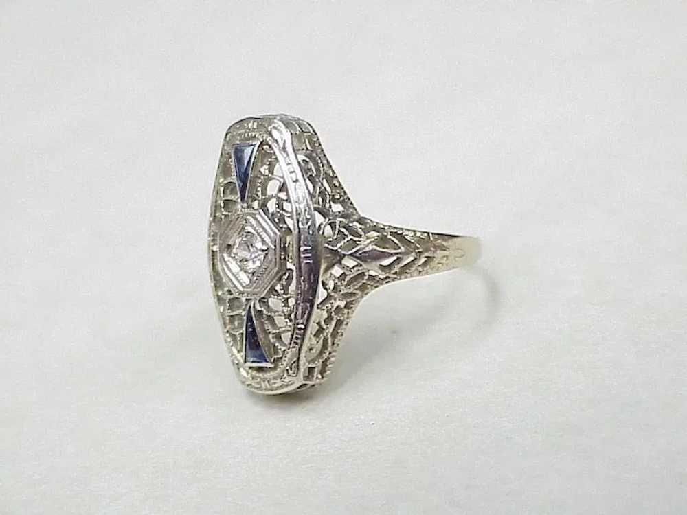 Vintage Art Deco Ring circa 1920-30's 18k White G… - image 5