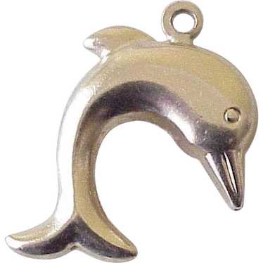Vintage Dolphin / Porpoise Charm 14k Gold Three Di