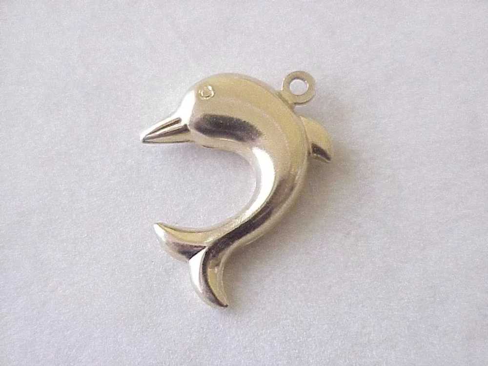 Vintage Dolphin / Porpoise Charm 14k Gold Three D… - image 2
