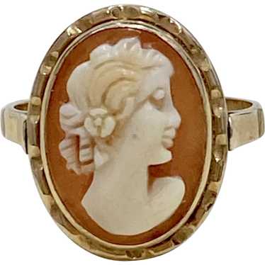 Victorian Revival Cameo Vintage Ring 14K Gold