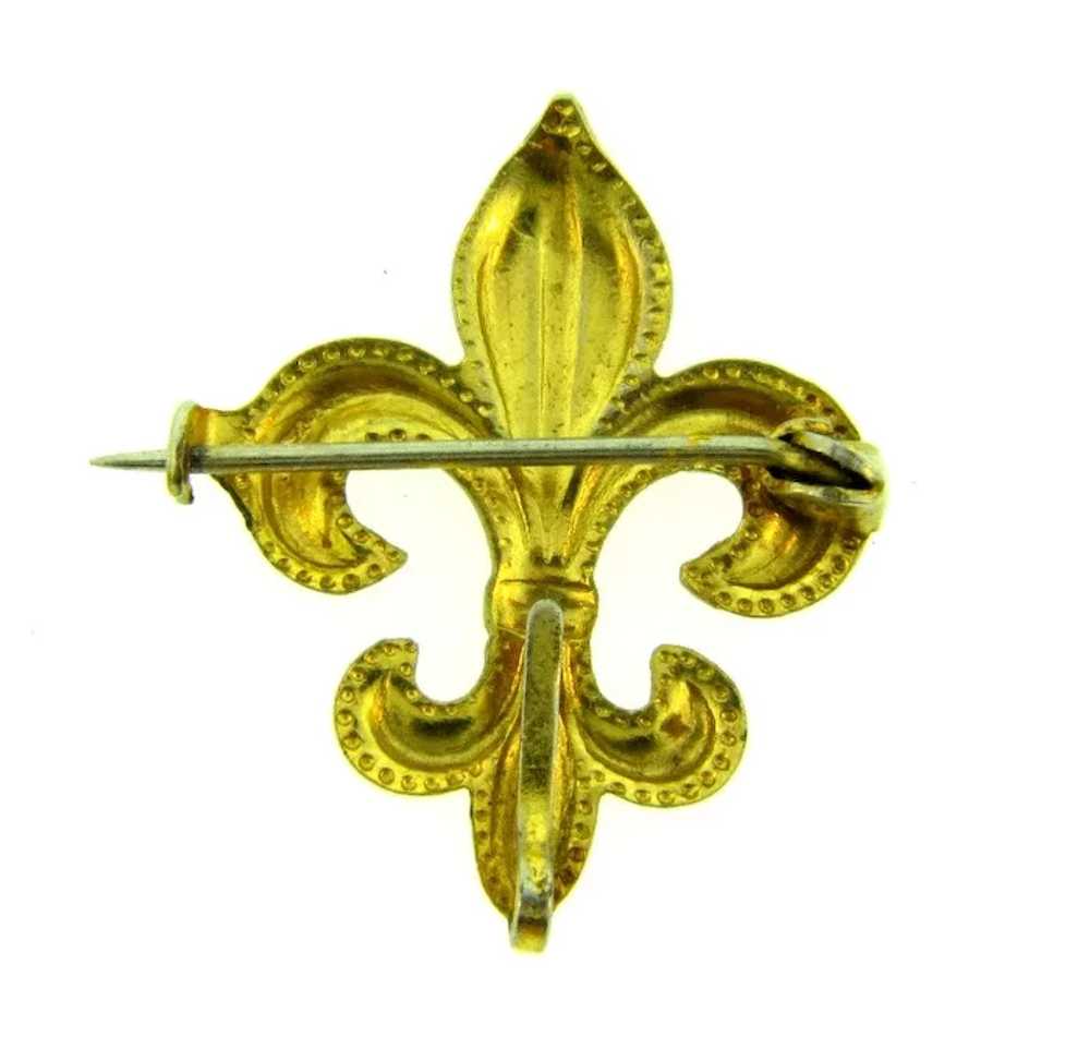 Vintage Fleur de Lis gold tone Watch Pin - image 2