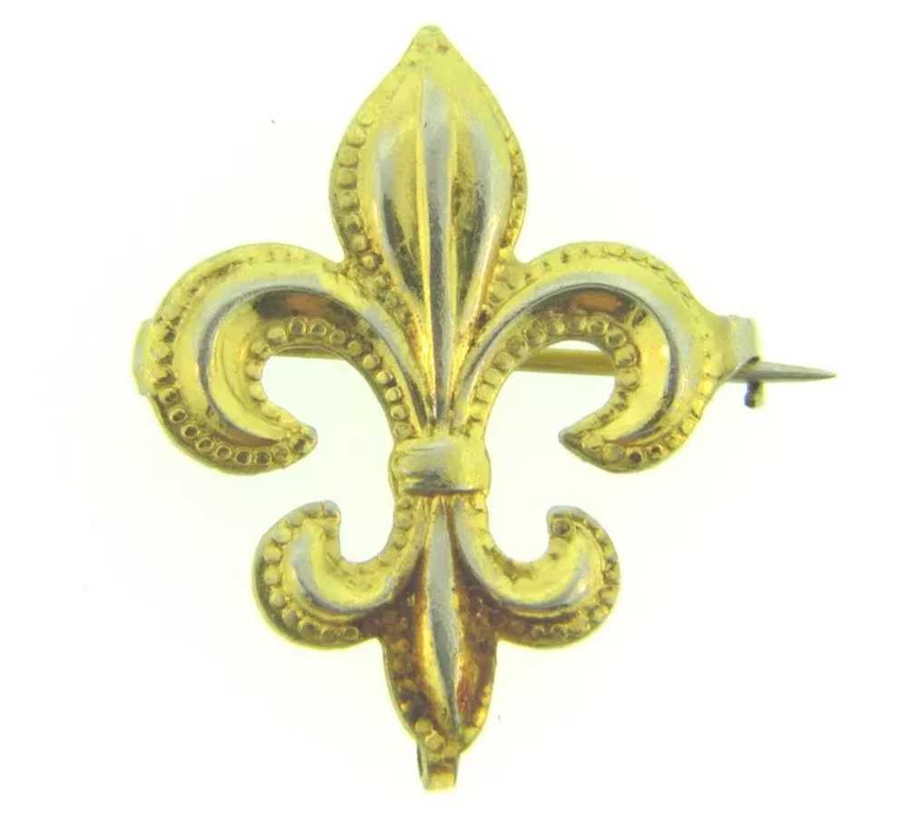 Vintage Fleur de Lis gold tone Watch Pin - image 4