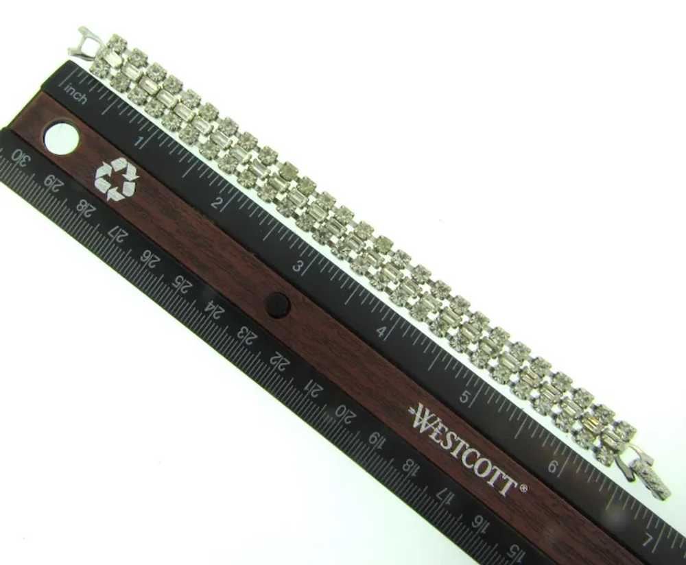 Vintage 3 row crystal rhinestone Bracelet - image 4
