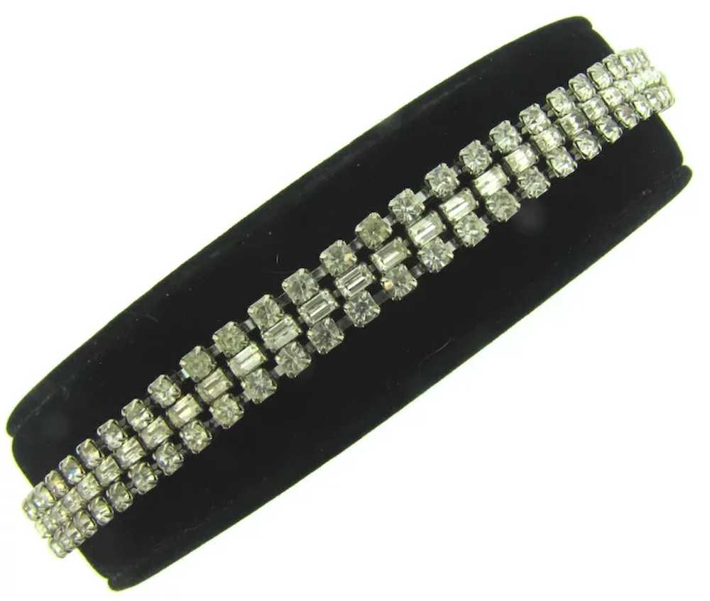 Vintage 3 row crystal rhinestone Bracelet - image 5