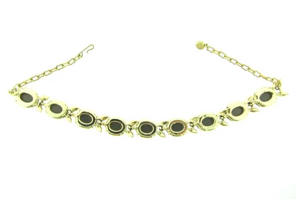 Vintage thermoset choker Necklace with gray oval … - image 3