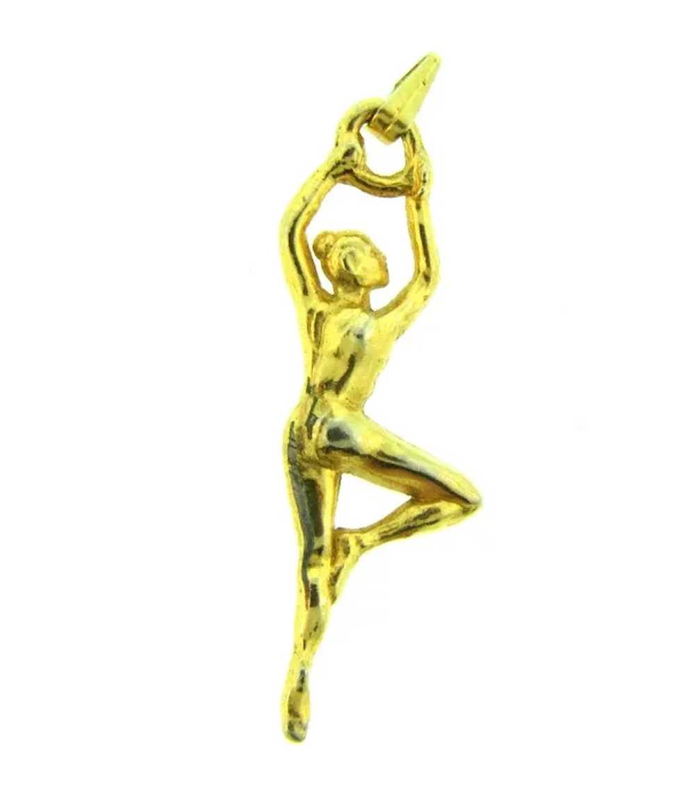 Vintage gold tone figural dancer or gymnast Penda… - image 2