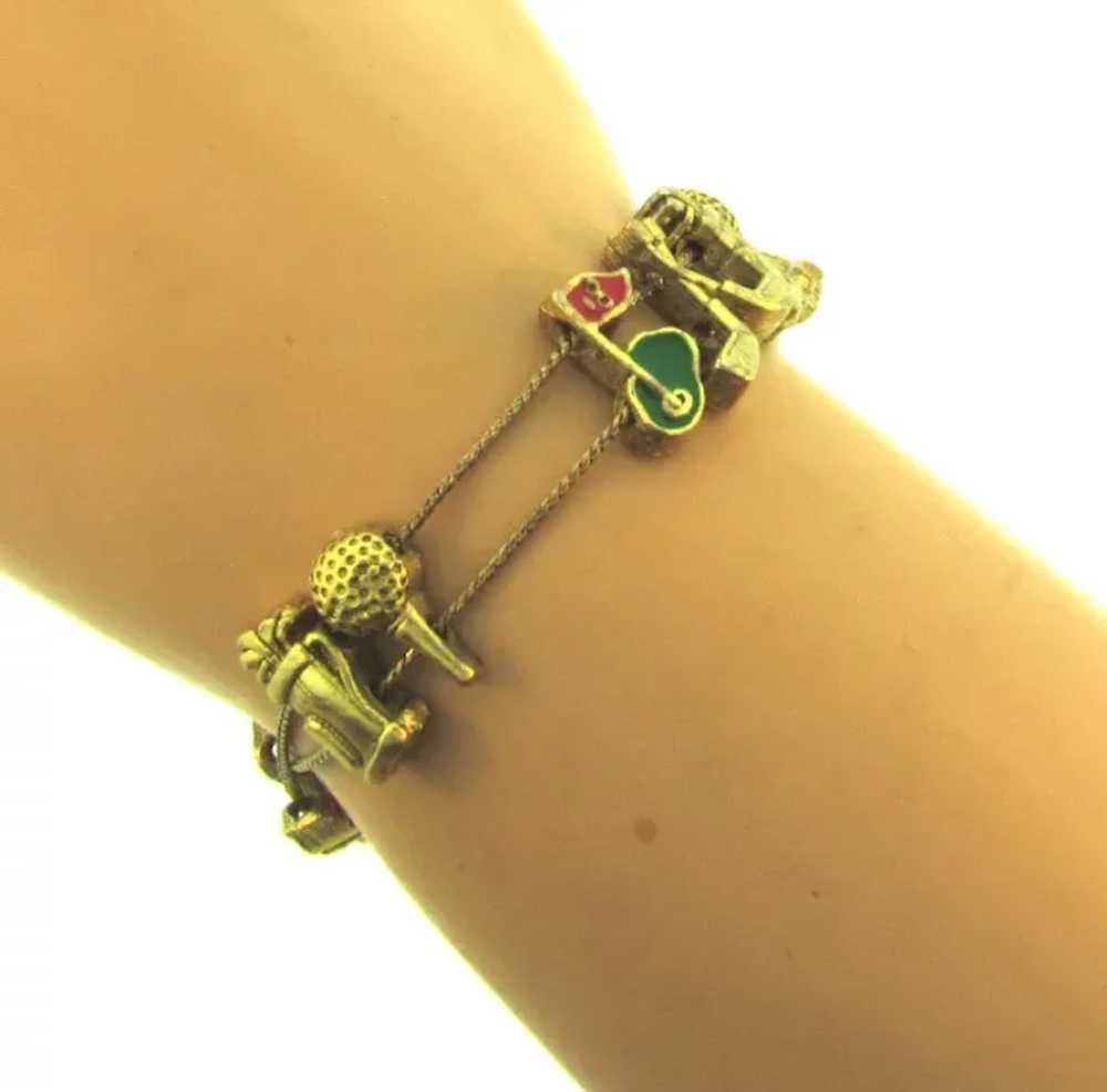 Vintage slide charm Bracelet with golf themed cha… - image 3