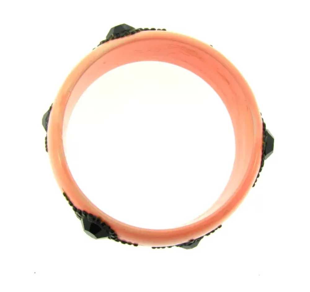 Vintage wide pink early plastic bangle Bracelet w… - image 3
