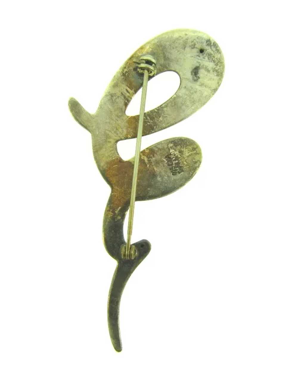 Marked Thailand 925 silver squiggle Brooch - image 2