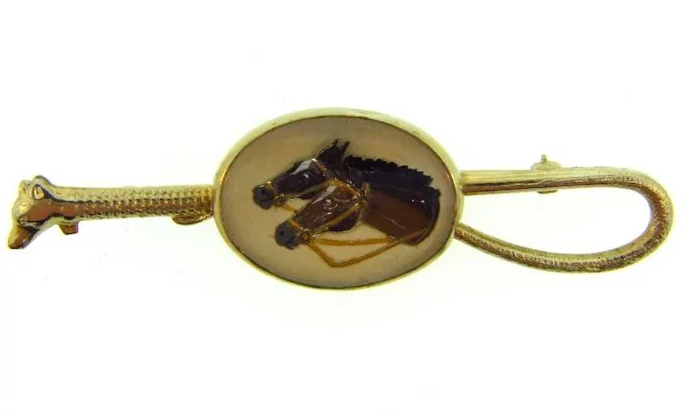 Vintage Essex glass Equestrian Bar Pin - image 4