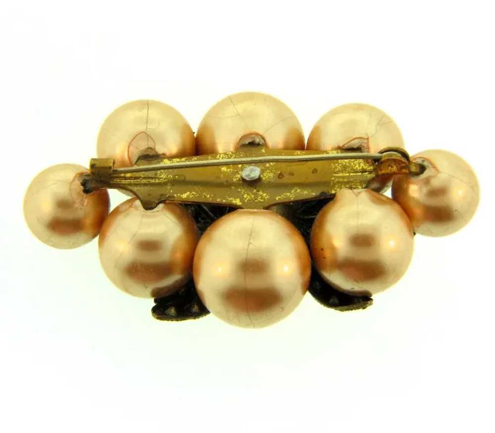 Early vintage Brooch with paper mache large beads… - image 2