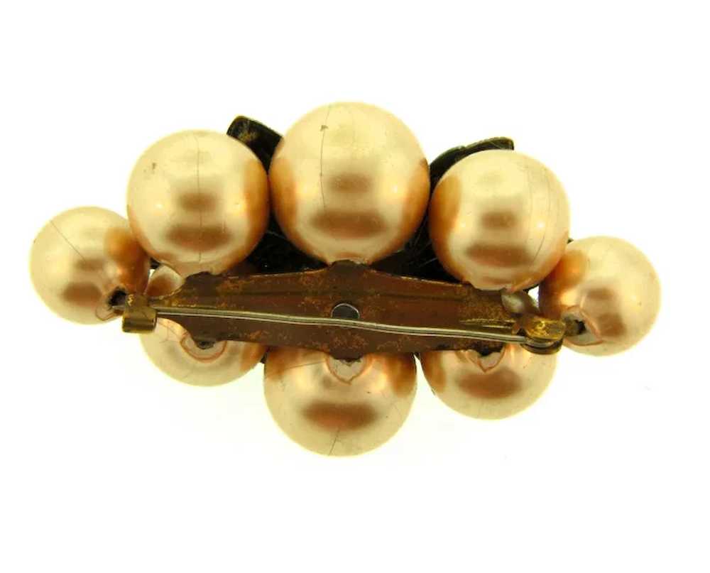 Early vintage Brooch with paper mache large beads… - image 3