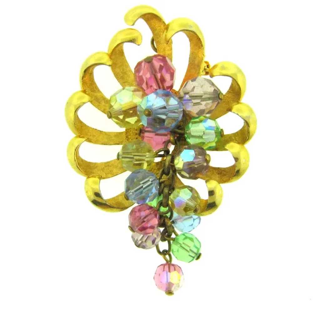 Signed Parklane colorful vintage Brooch with crys… - image 2