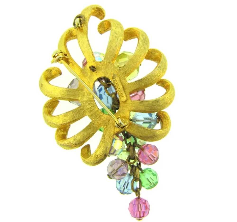 Signed Parklane colorful vintage Brooch with crys… - image 3