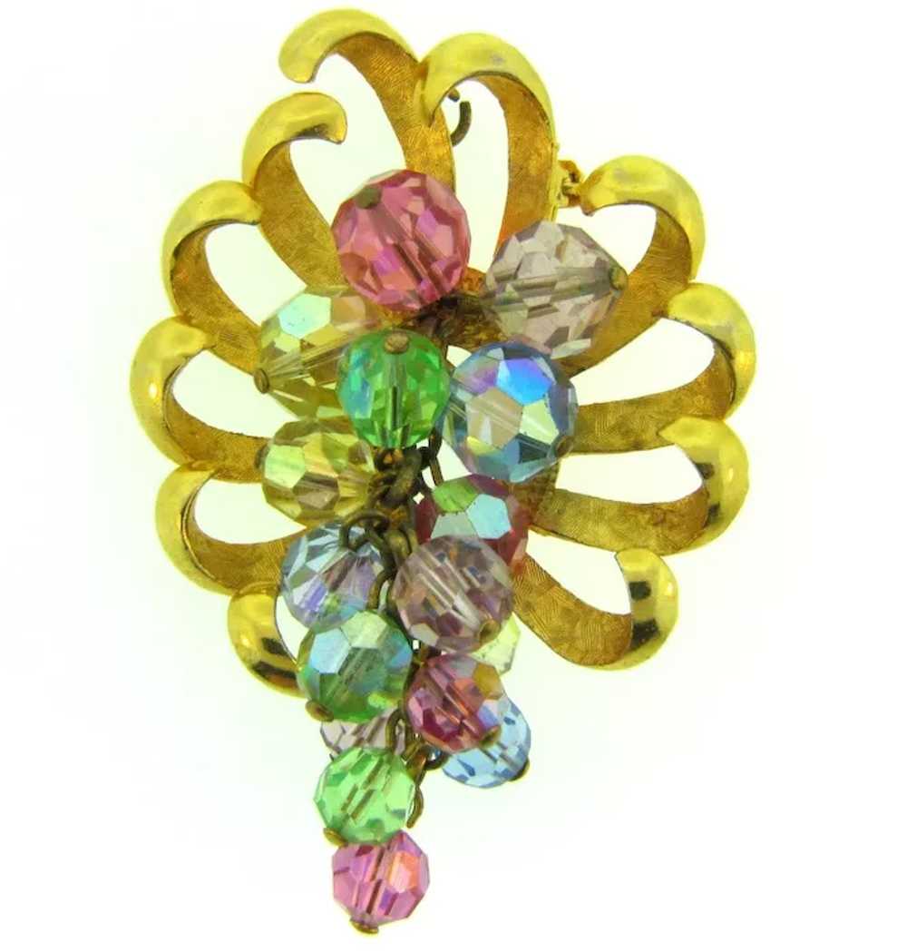 Signed Parklane colorful vintage Brooch with crys… - image 5