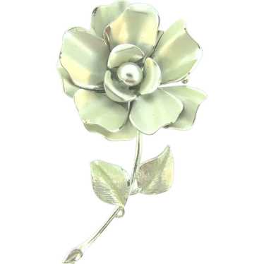 Signed Coro silver tone flower Brooch - image 1