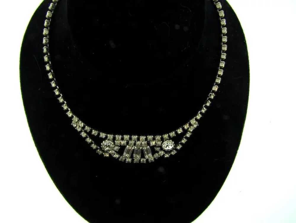 Vintage 1950's crystal rhinestone festoon choker … - image 3